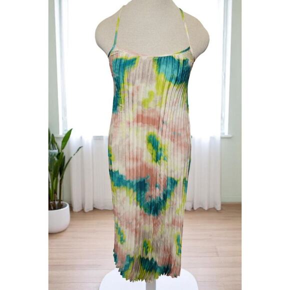 Free Press Tie Dye Pleated Midi Slip Dress – Adjustable Straps XS Festival Vibes - Picture 5 of 8